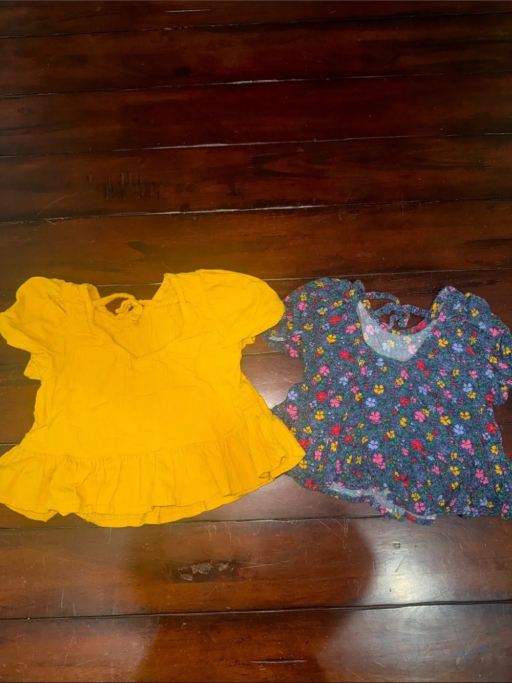 Old Navy Girls Yellow & Floral Peplum Tops